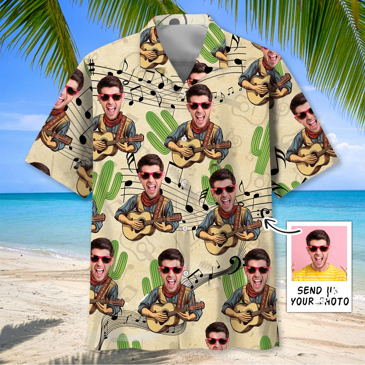 Funny Guitar Country Custom Photo Hawaiian Shirt