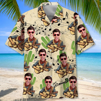 Funny Guitar Country Custom Photo Hawaiian Shirt