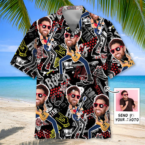 Funny Guitar Rock Custom Photo Hawaiian Shirt