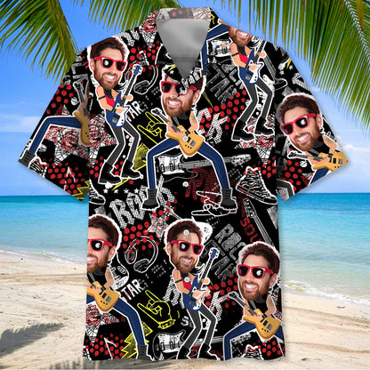 Funny Guitar Rock Custom Photo Hawaiian Shirt