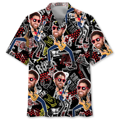Funny Guitar Rock Custom Photo Hawaiian Shirt