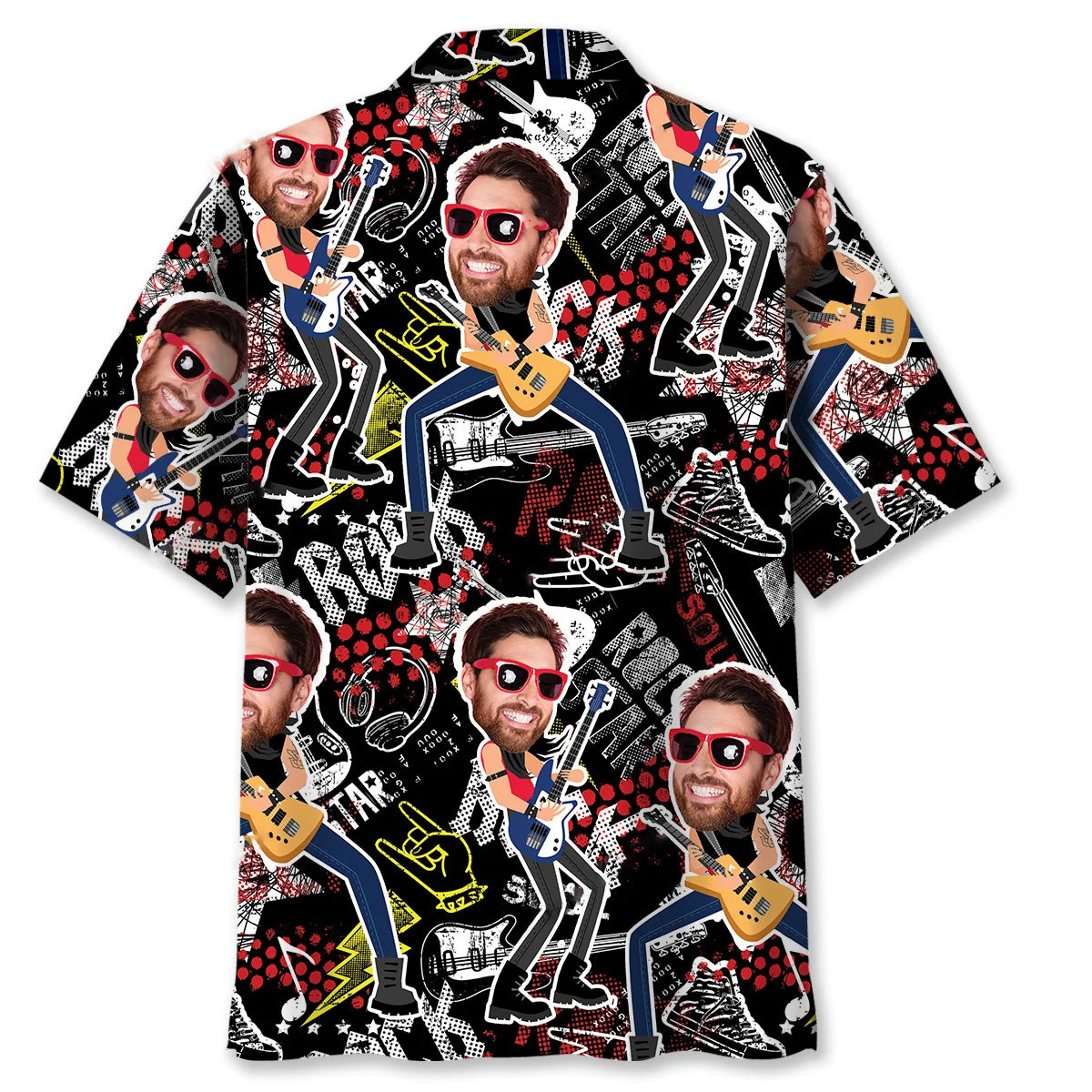 Funny Guitar Rock Custom Photo Hawaiian Shirt
