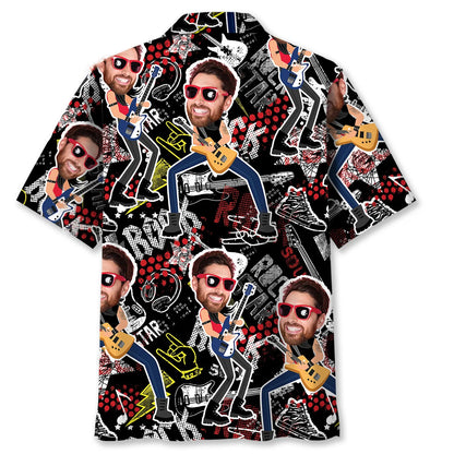 Funny Guitar Rock Custom Photo Hawaiian Shirt