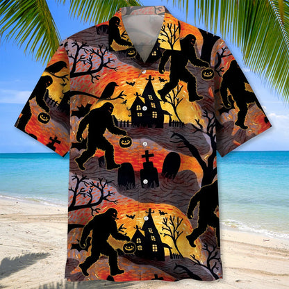 Funny Halloween Sasquatch Bigfoot Hawaiian Shirt