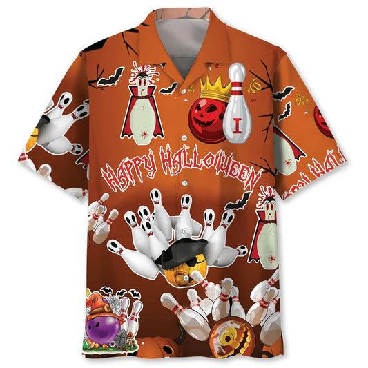 Funny Haunted Bowling Pins Hawaiian Shirt - S - hawaiian shirt