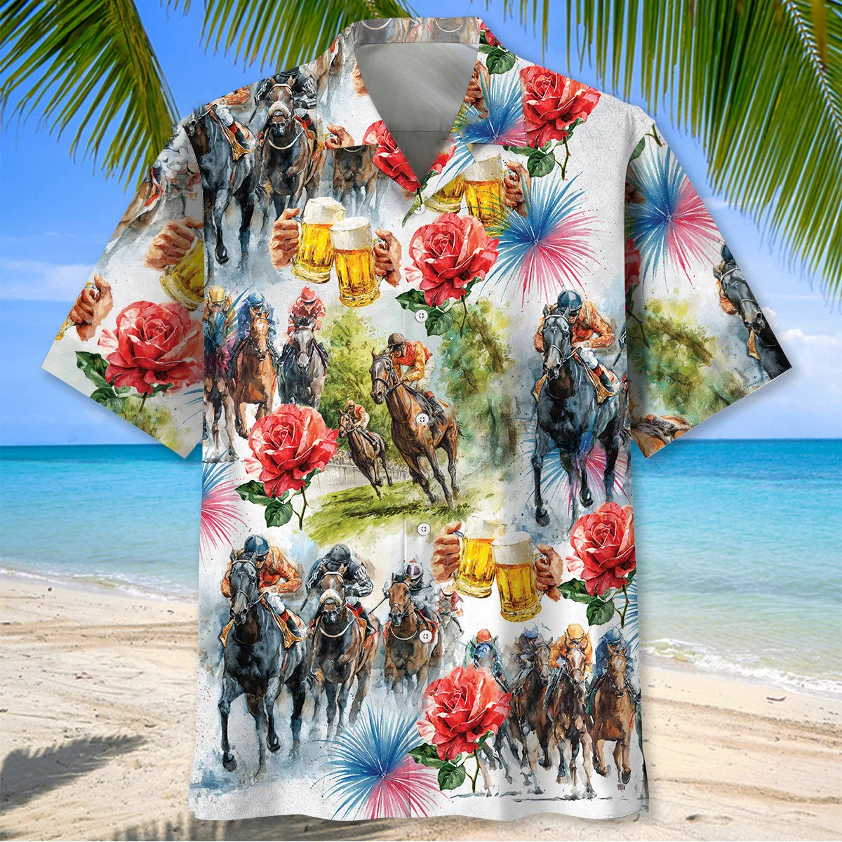 Funny Horse Racing and Beer Hawaiian Shirt