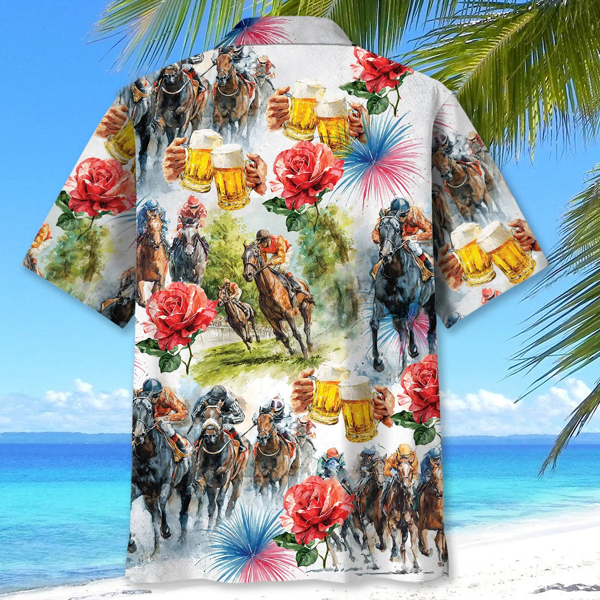Funny Horse Racing and Beer Hawaiian Shirt