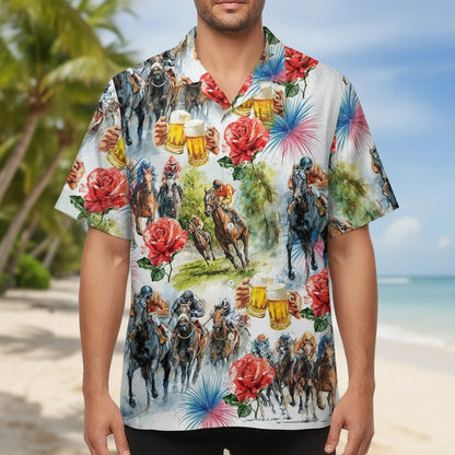 Funny Horse Racing and Beer Hawaiian Shirt