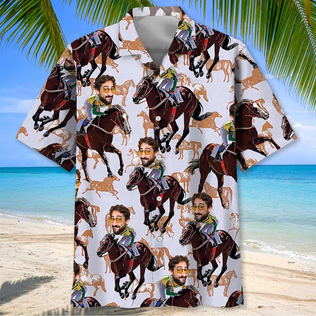 Funny Horse Racing Custom Photo Hawaiian Shirt