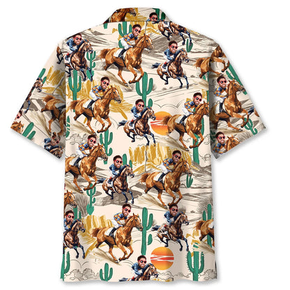 Funny Horse Racing Desert Custom Photo Hawaiian Shirt