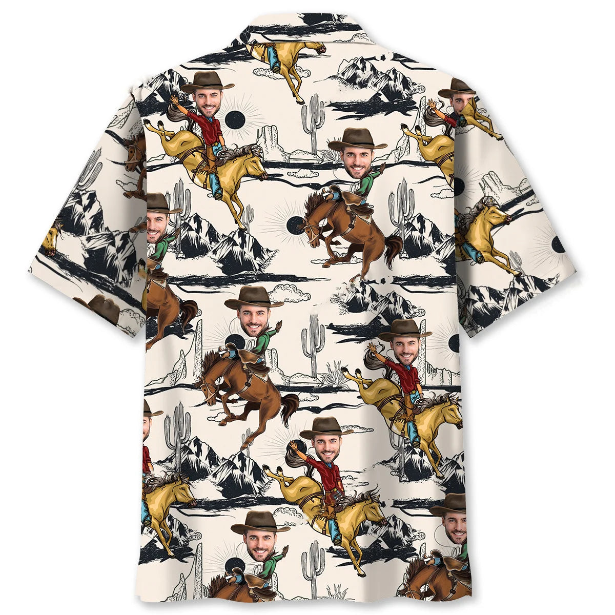 Funny Horse Rodeo Custom Photo Hawaiian Shirt
