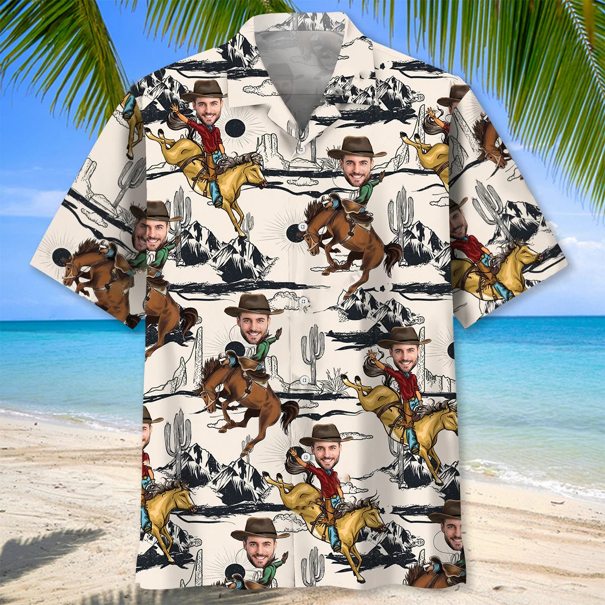 Funny Horse Rodeo Custom Photo Hawaiian Shirt