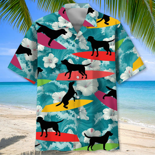 Funny Labrador Surfing Hawaiian Shirt - S - hawaiian shirt
