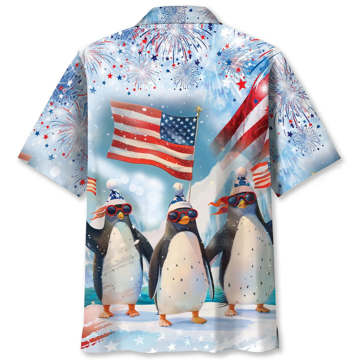 Funny Penguin Happy 4th July Hawaiian Shirt