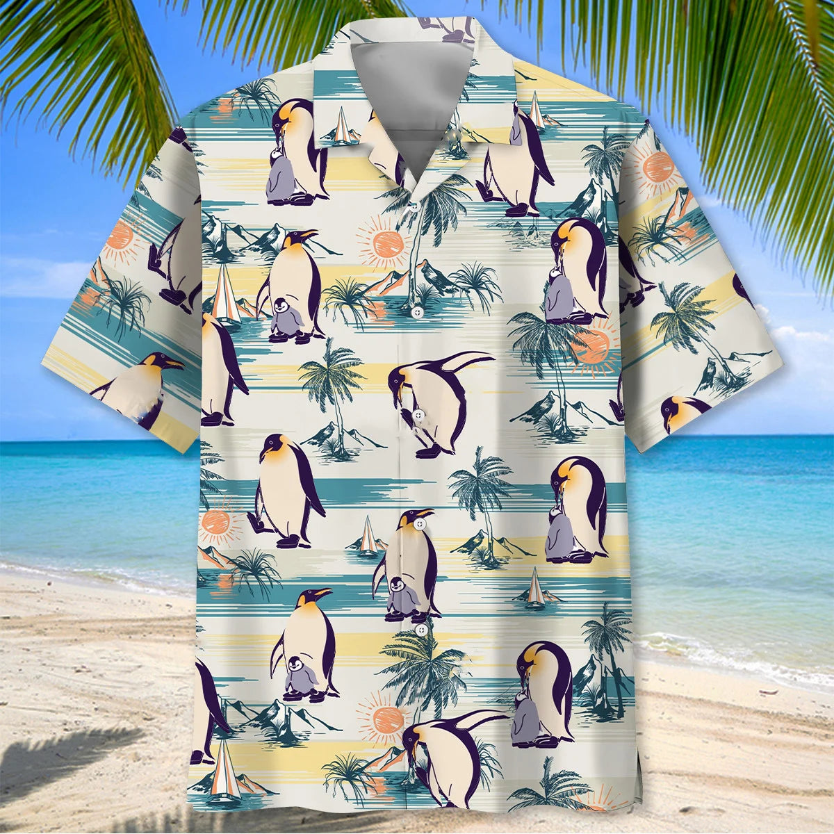 Funny Penguin on Beach Hawaiian Shirt