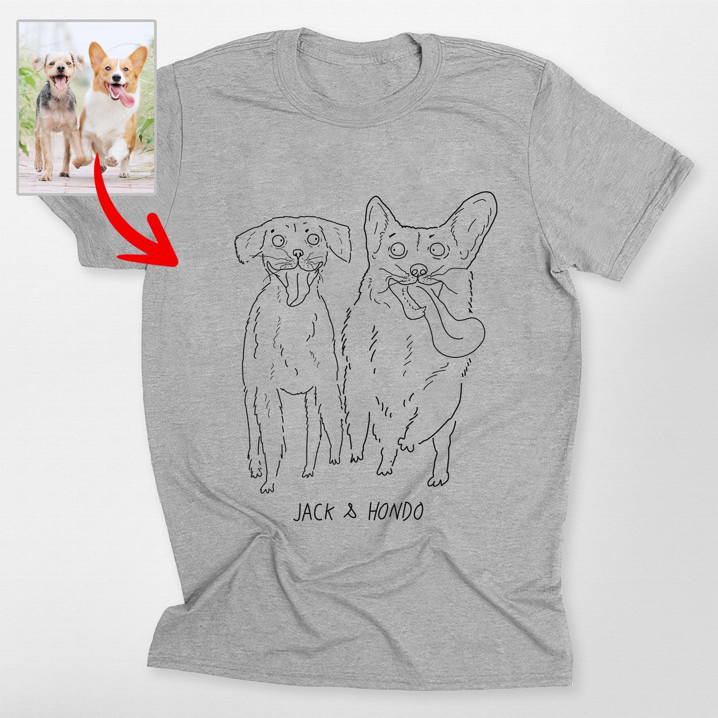 Funny Personalized Dog Unisex T-Shirt for Dog Love, custom pet portrait gift for pet lovers