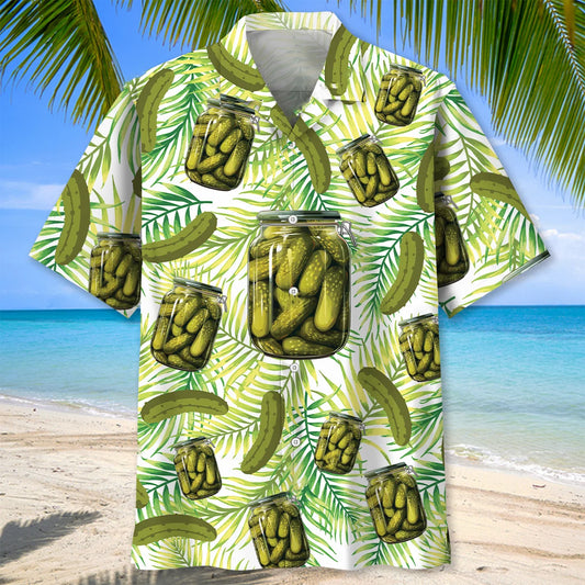 Funny Pickle Jar Tropical Hawaiian Shirt - S - hawaiian shirt
