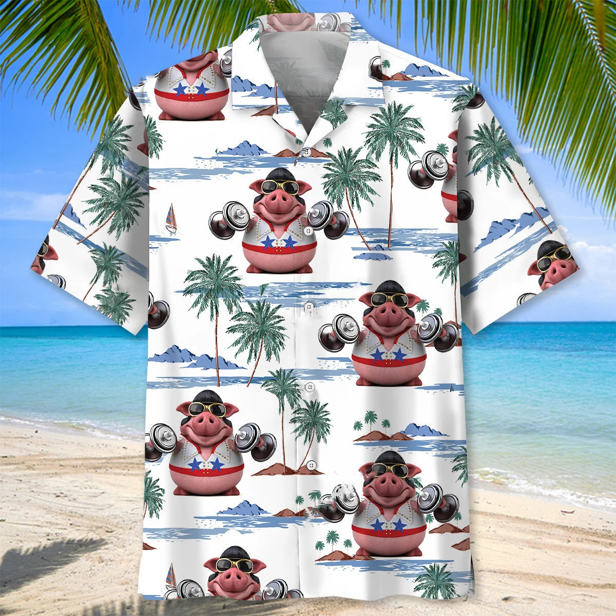 Funny Pig Lifting Hawaiian Shirt