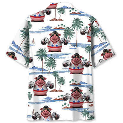 Funny Pig Lifting Hawaiian Shirt