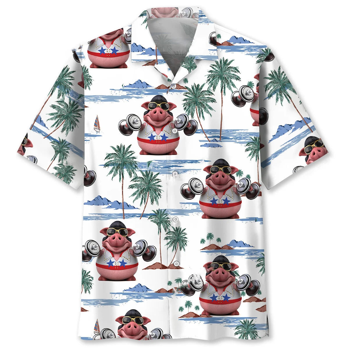 Funny Pig Lifting Hawaiian Shirt