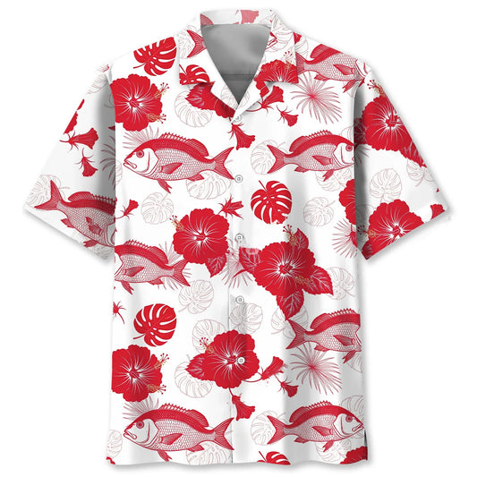 Funny Red Snapper Fishes Hawaiian Shirt - S - hawaiian shirt