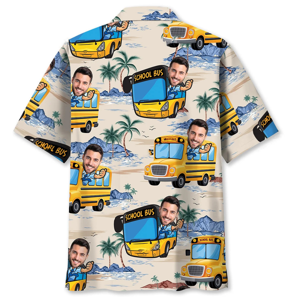 Funny School Bus Custom Photo Hawaiian Shirt