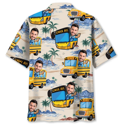 Funny School Bus Custom Photo Hawaiian Shirt