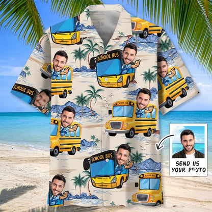 Funny School Bus Custom Photo Hawaiian Shirt