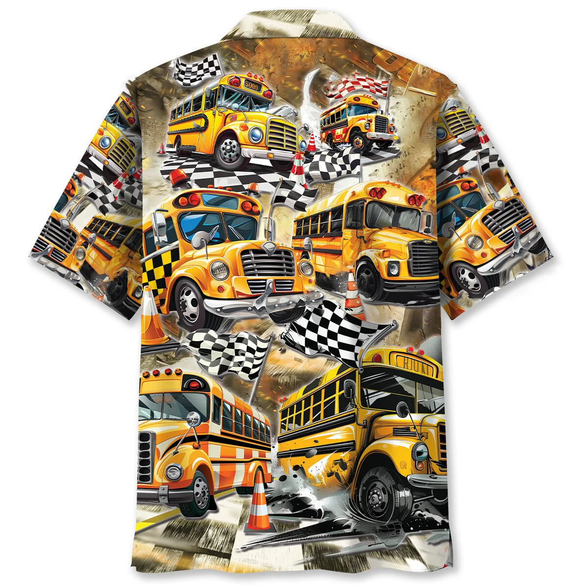 Funny School Bus Drag Racing Hawaiian Shirt