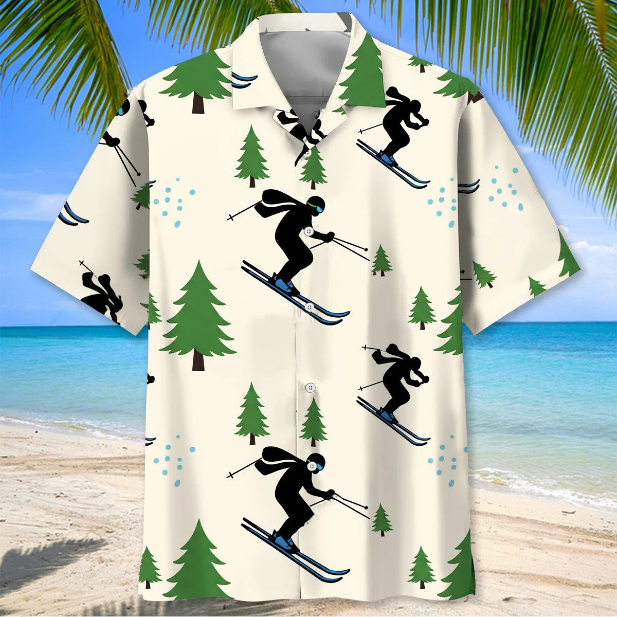 Funny Ski Pine Trees Hawaiian Shirt