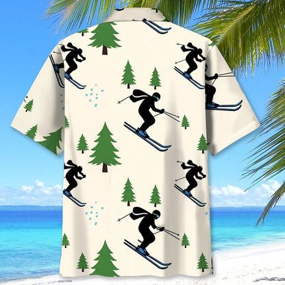 Funny Ski Pine Trees Hawaiian Shirt