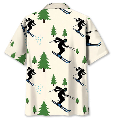 Funny Ski Pine Trees Hawaiian Shirt
