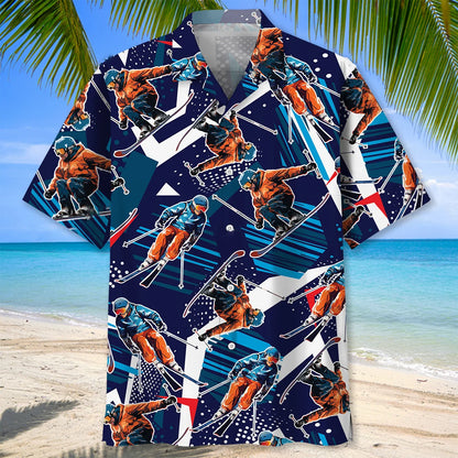 Funny Skiing Hawaiian Shirt Men