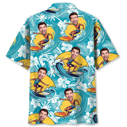 Funny Surfing Custom Photo Hawaiian Shirt
