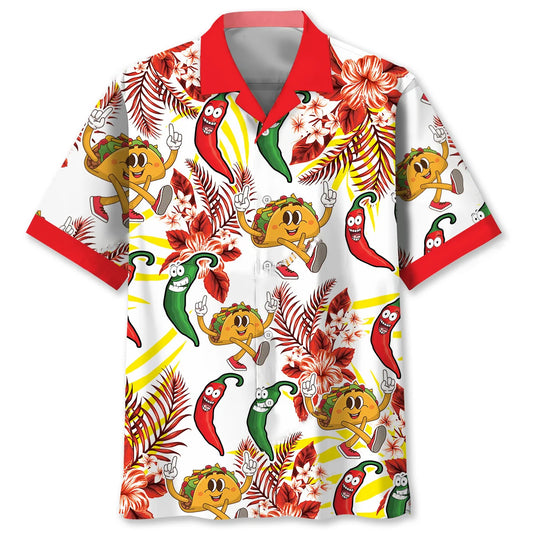 Funny Tacos Dancing Chilies Hawaiian Shirt - S - hawaiian shirt