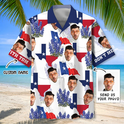 Funny Texas Custom Face and Name Hawaiian Shirt