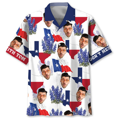 Funny Texas Custom Face and Name Hawaiian Shirt