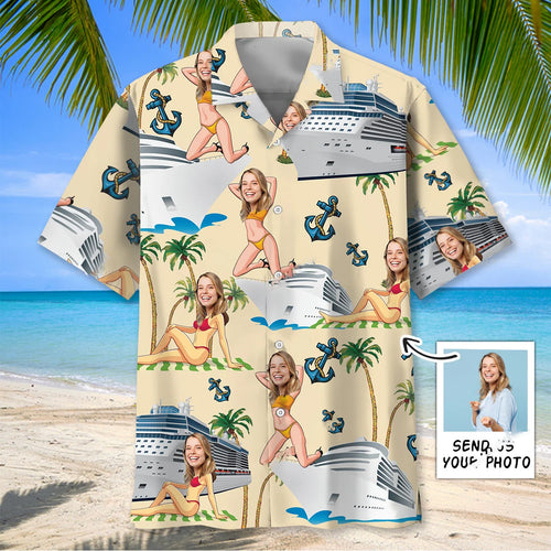 Funny Wife Face Custom Hawaiian Shirt for Husband - M - hawaiian shirt