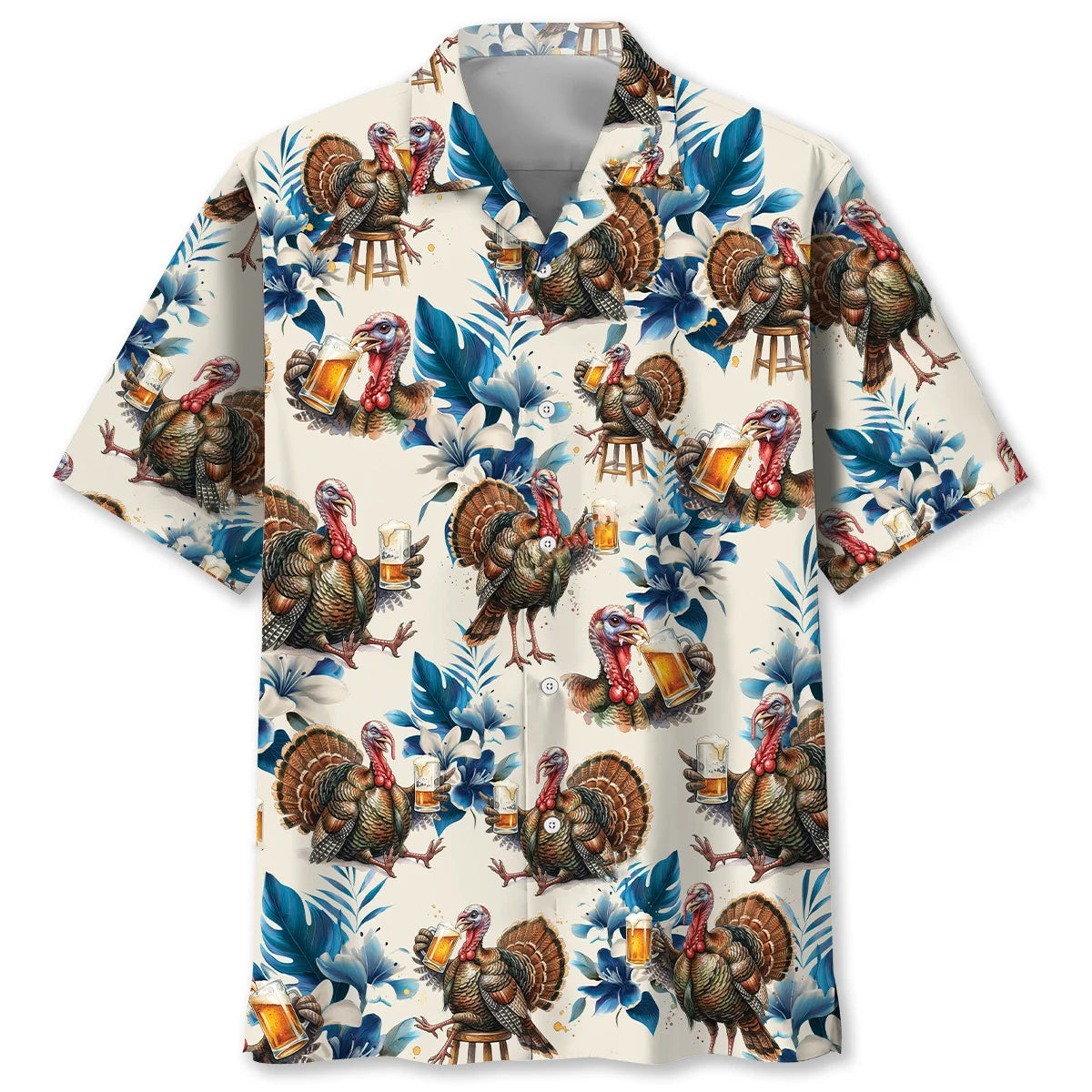 Funny Wild Turkey Beer Drinking Hawaiian Shirt