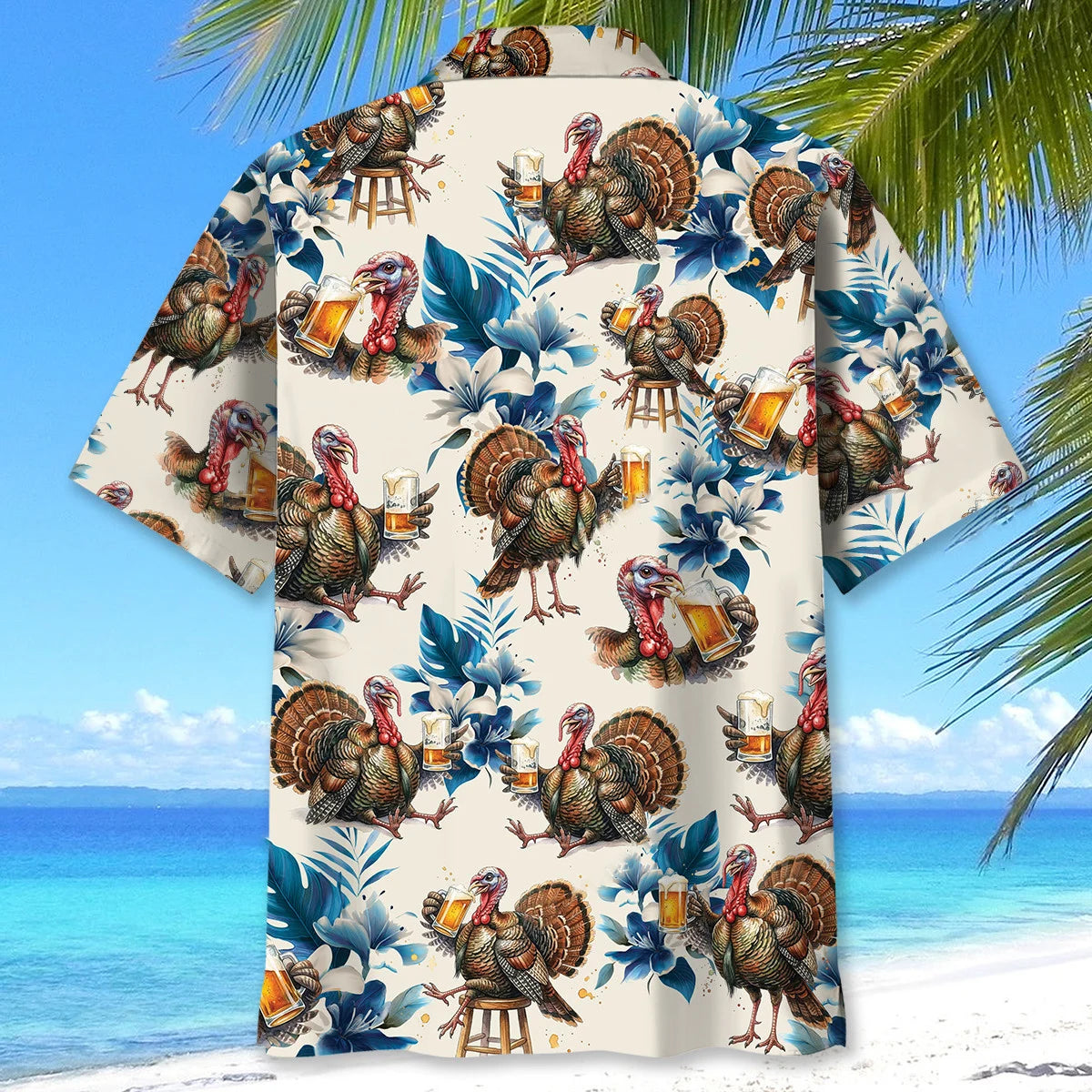 Funny Wild Turkey Beer Drinking Hawaiian Shirt