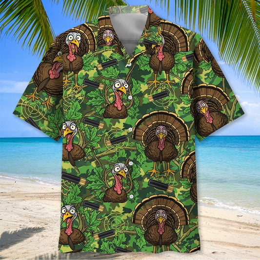 Funny Wild Turkey Hunting Hawaiian Shirt - S - hawaiian shirt