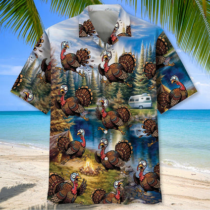 Funny Wild Turkey Hunting Running Vintage Hawaiian Shirt