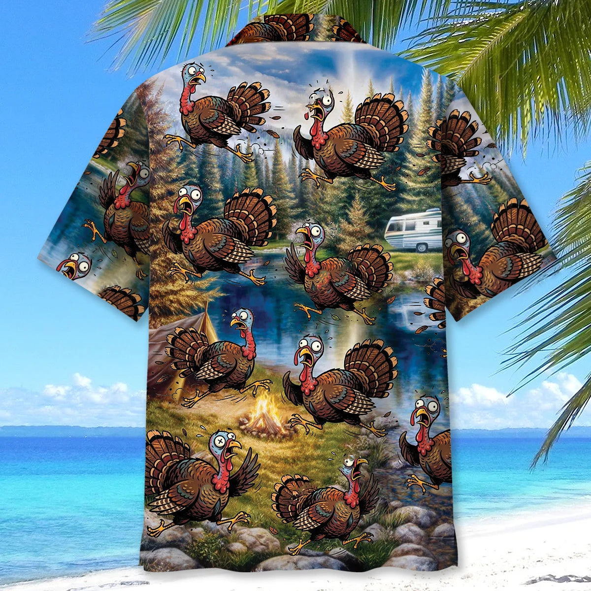 Funny Wild Turkey Hunting Running Vintage Hawaiian Shirt
