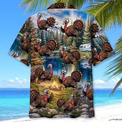 Funny Wild Turkey Hunting Running Vintage Hawaiian Shirt