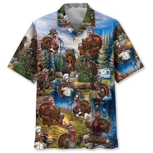 Funny Wild Turkey Hunting Vintage Hawaiian Shirt - S - hawaiian shirt