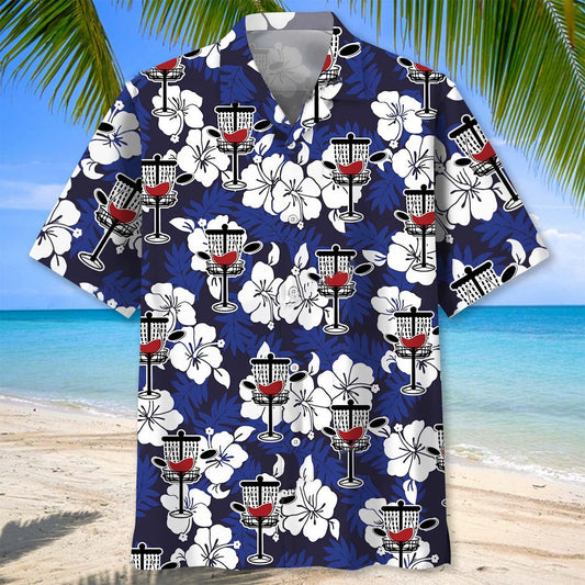 Funny Wine Glass Disc Golf Hawaiian Shirt - S - hawaiian shirt