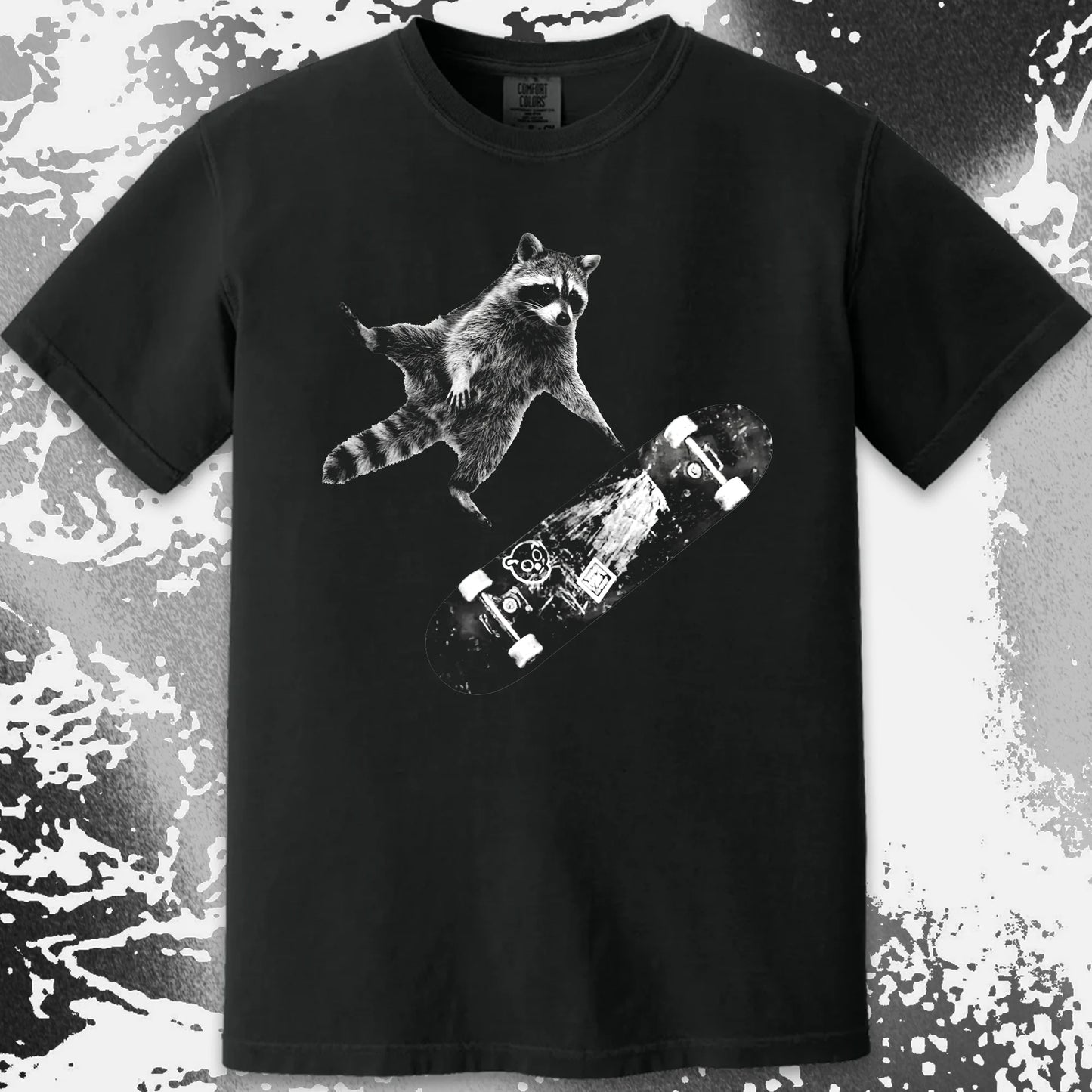 Skateboarding Raccoon Shirt – Mid Air Chaos Tee, funny meme tee gift (view 13)