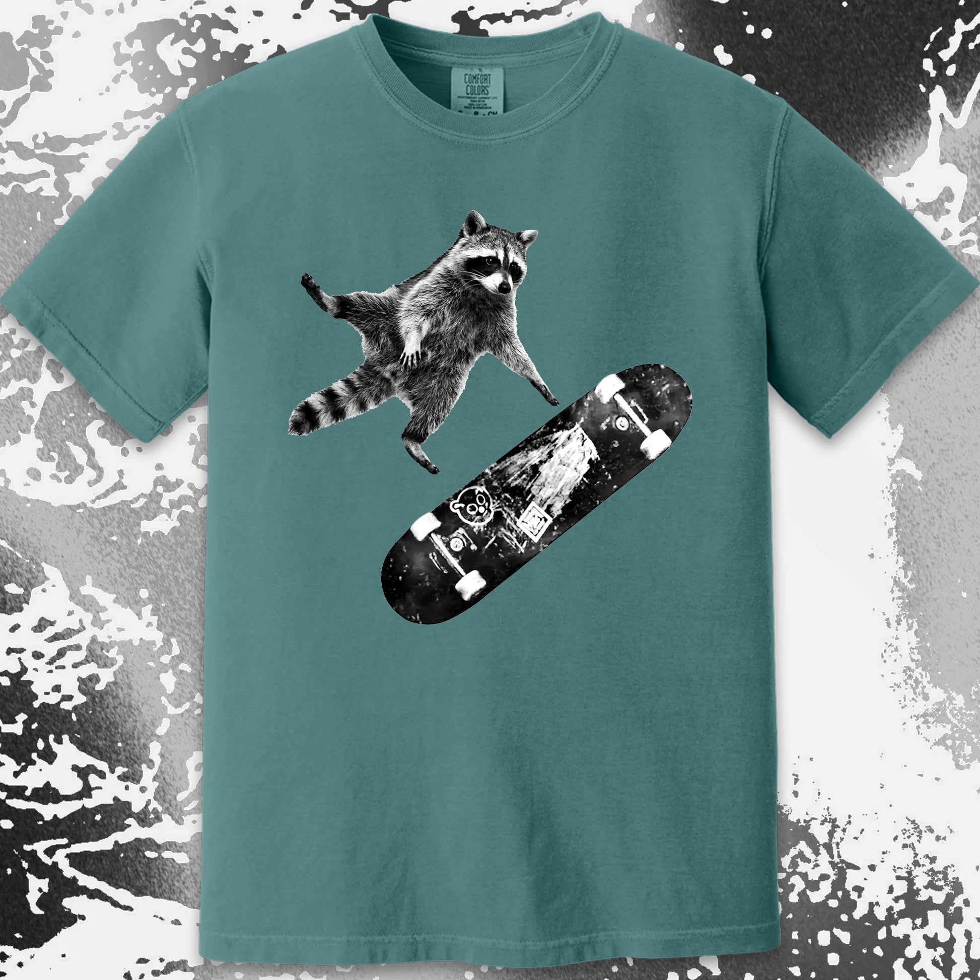 Skateboarding Raccoon Shirt – Mid Air Chaos Tee, funny meme tee gift (view 14)