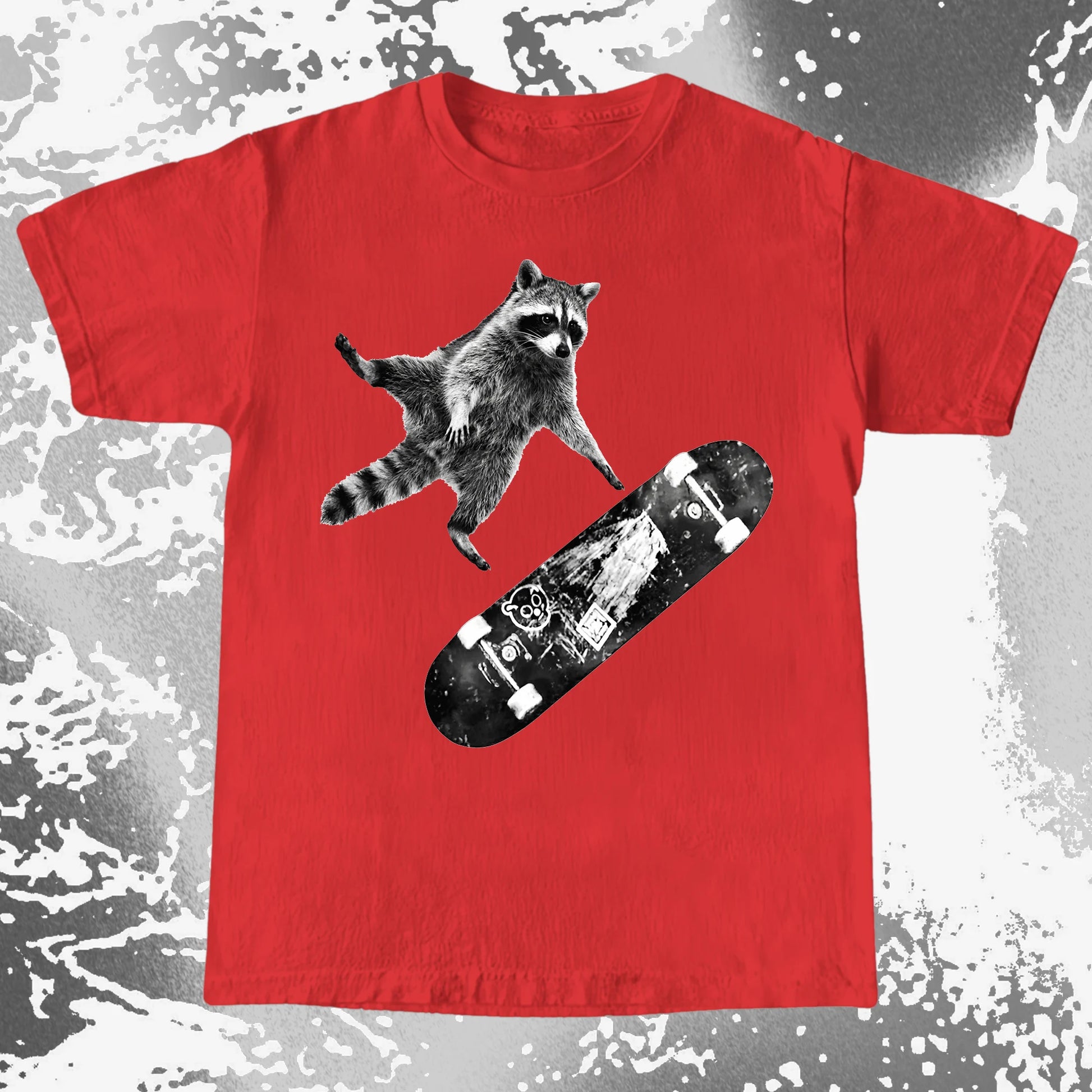 Skateboarding Raccoon Shirt – Mid Air Chaos Tee, funny meme tee gift (view 16)