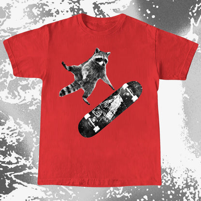 Skateboarding Raccoon Shirt – Mid Air Chaos Tee, funny meme tee gift (view 16)
